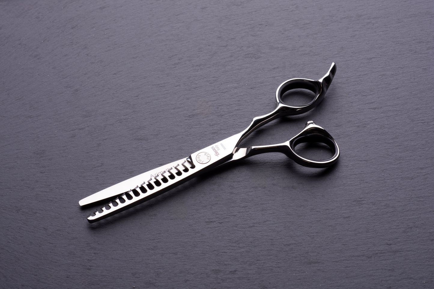 Forbici professionali Focus Azimuth1 dentate - vista frontale completa tipologia "killer" denti larghi