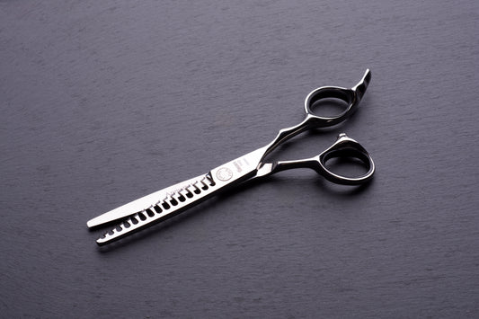 Forbici professionali Focus Azimuth1 dentate - vista frontale completa tipologia "killer" denti larghi